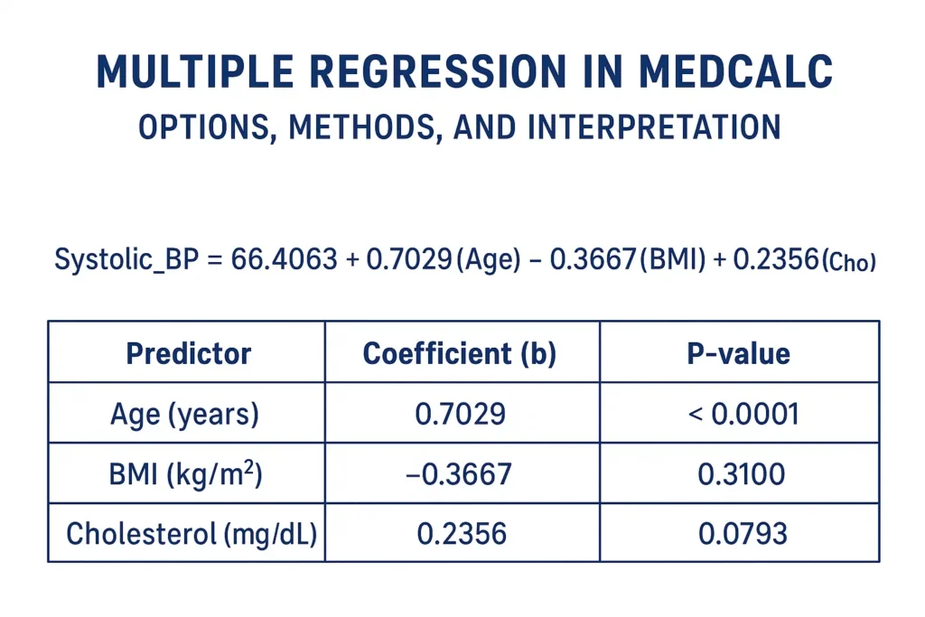 Multiple Regression in MedCalc: A Complete Guide to Options, Methods, and Interpretation