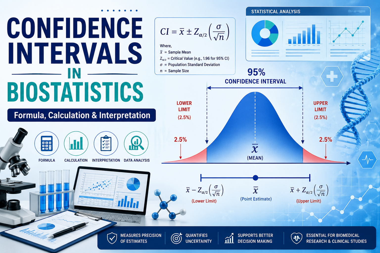 Confidence Intervals in Biostatistics: Complete Guide & Examples