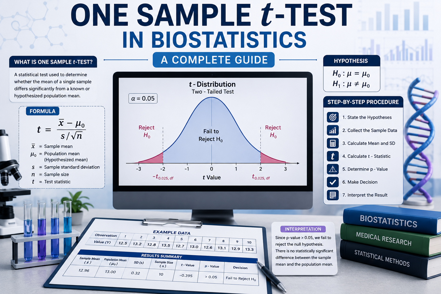 One Sample t-Test in Biostatistics: A Complete Guide
