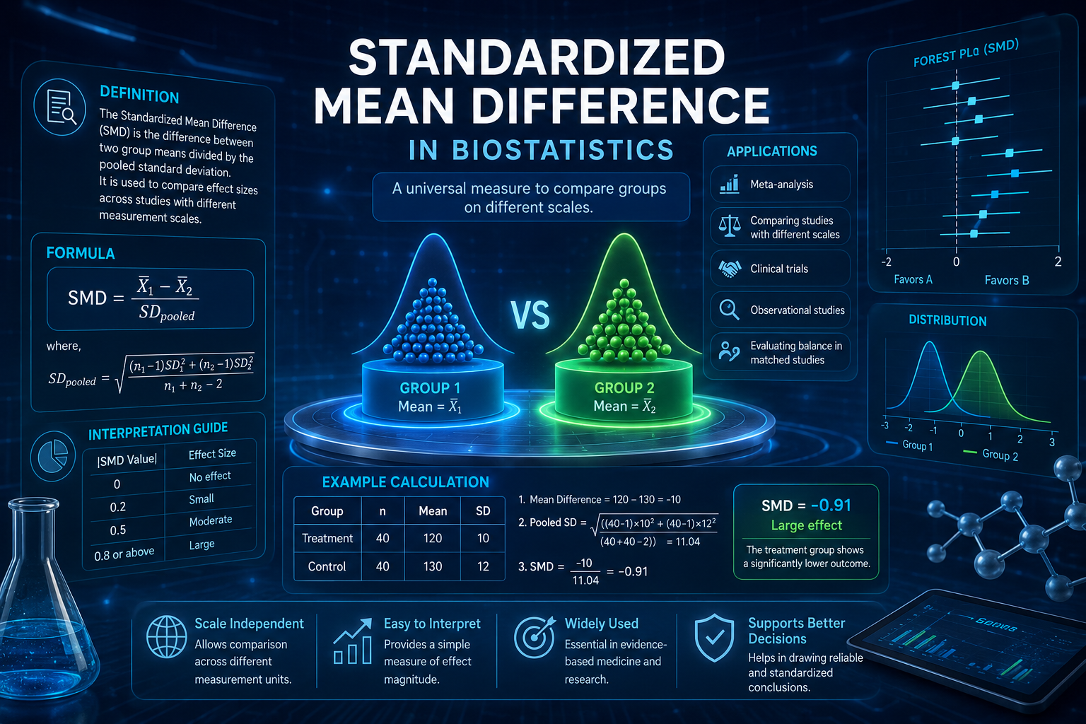 Standardized Mean Difference in Biostatistics